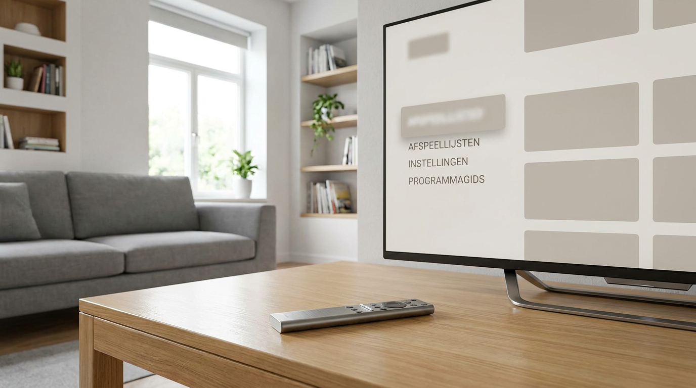 Slimme televisie met een mediaspeler als illustratie bij de installatie van Ibo Player Pro