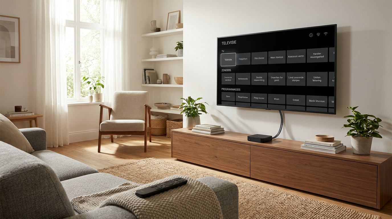 Televisie met een Nederlandstalige programmagids en mediaspeler voor IPTV via Kodi