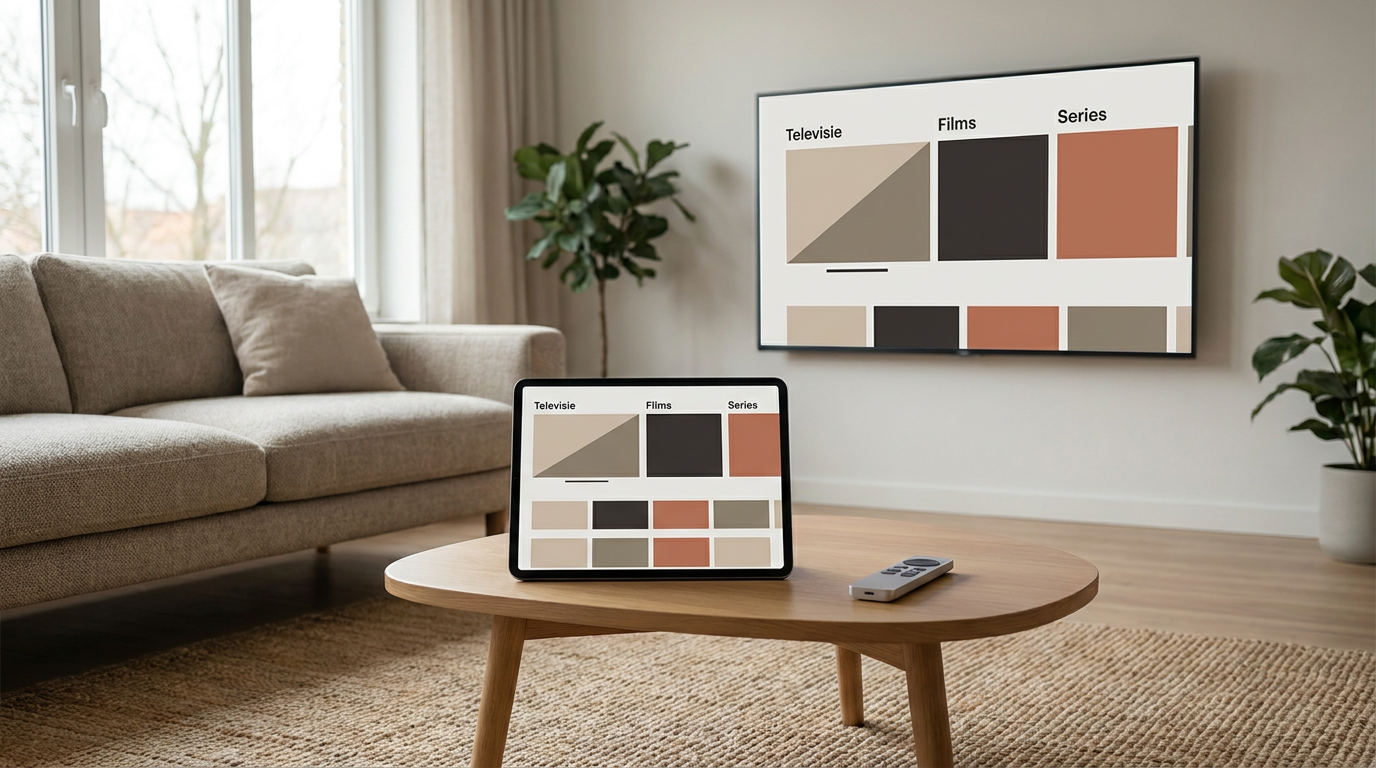 Tablet en televisie met een neutrale mediaspelerinterface ter illustratie van Smarters Player Lite