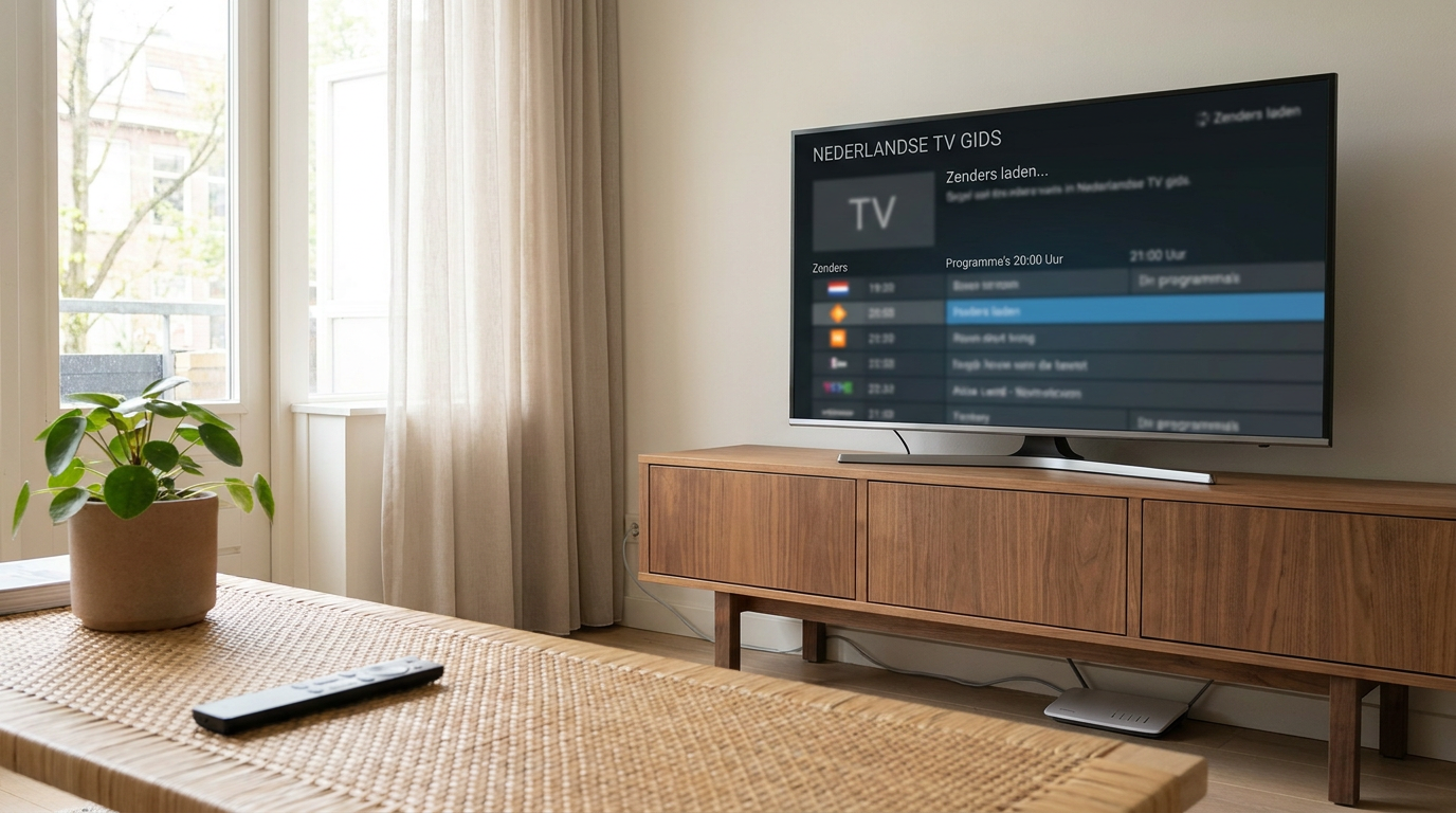 Smart-tv met een algemene televisiegids ter illustratie van het gebruik van SmartOne IPTV